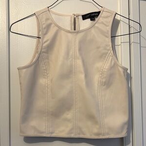 NWT LOFT Versa Topstitched Faux Leather Shell
